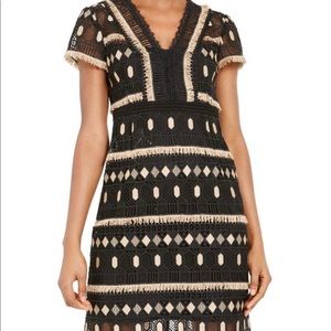 Nanette Lepore Black Effortless Geo-lace Sheath Dress